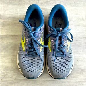 Brooks Purple Ghost 14 Green Stripe Running Shoes DNA LOFT Soles Cushion Footbed